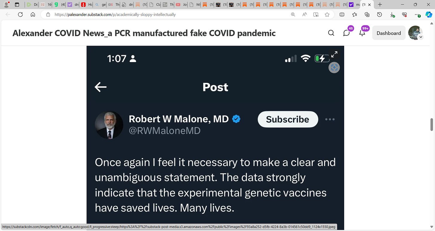 Cui bono? Who is paying who? Who bought off who? Seems all of a sudden, once you are a ‘friend of Bob Malone’ & get to speak at his failed ICS ‘Global COVID Summit’ dog & pony, that you are singing to