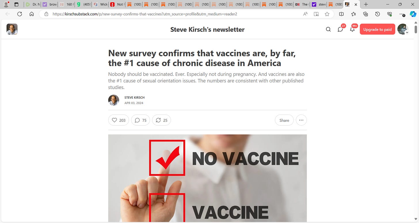 Steve Kirsch, excellent data Steve! thank you for this survey study, not the optimal research design but holds valuable FLAG sentinel information & you show how much mRNA technology mRNA COVID vaccine