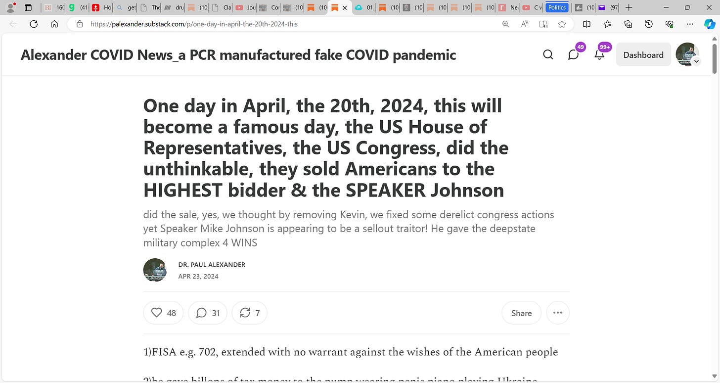 Disturbing details on why turncoat Speaker Mike Johnson, a sellout, still went ahead with the FISA no warrant, and still funded Ukraine in the foreign aid bill; I have been informed by someone in the