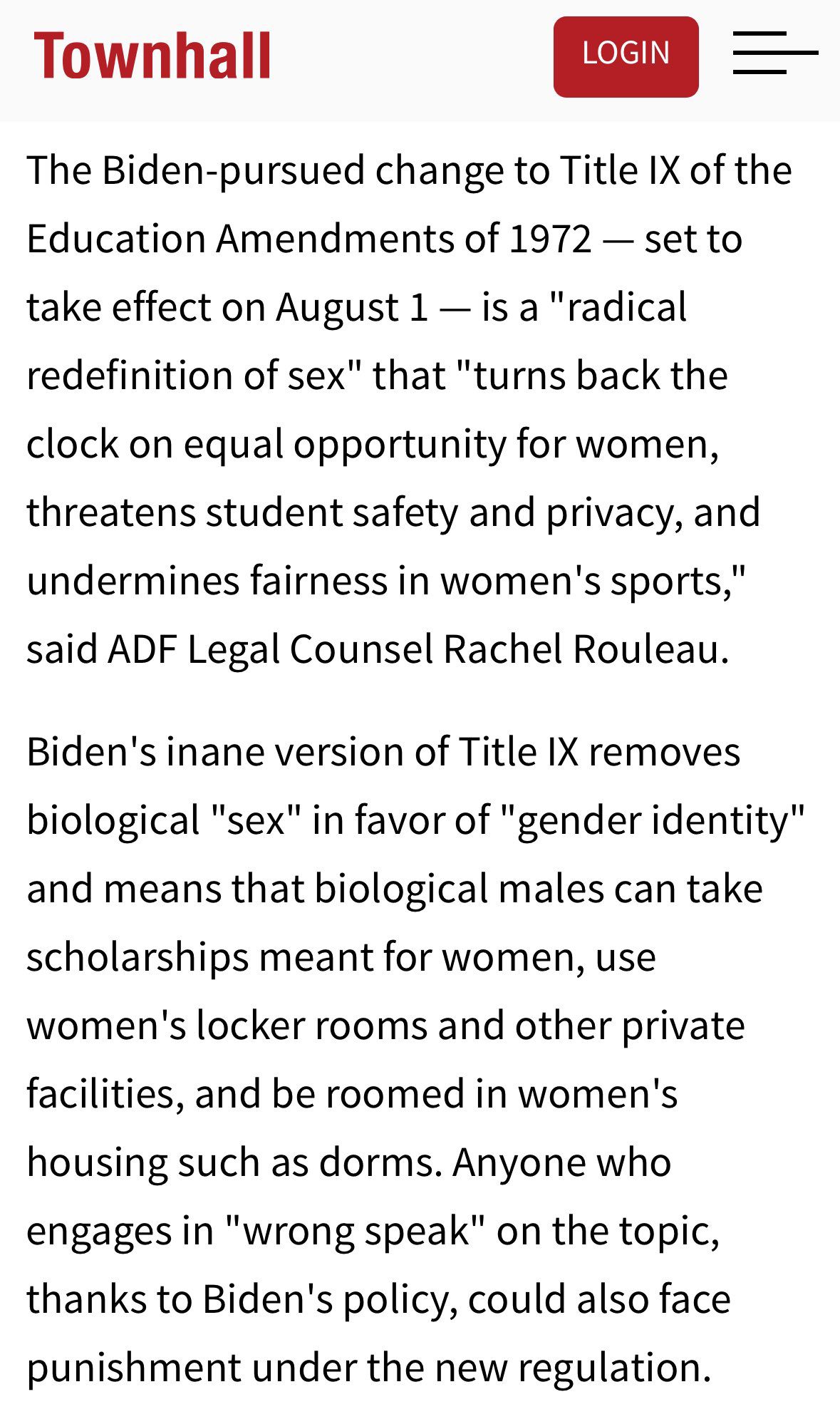 Biden Regime Removes Title IX Protections For Women in Sports and Gives It To Men in Women’s Sports