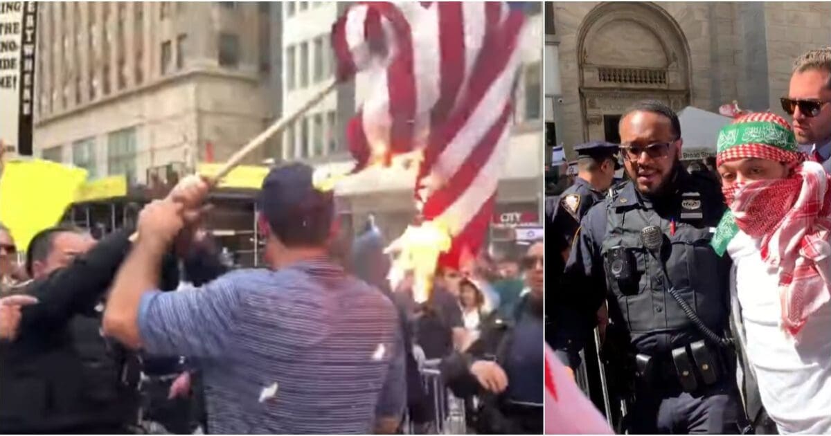 ‘This is domestic terrorism’: Old Glory burns, ‘death to America’ chant rings out in NYC streets