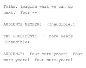 Erased From History: Here’s How ‘Four More Years, Pause’ Gaffe Played Out in the Official White House Transcript (Screenshot)