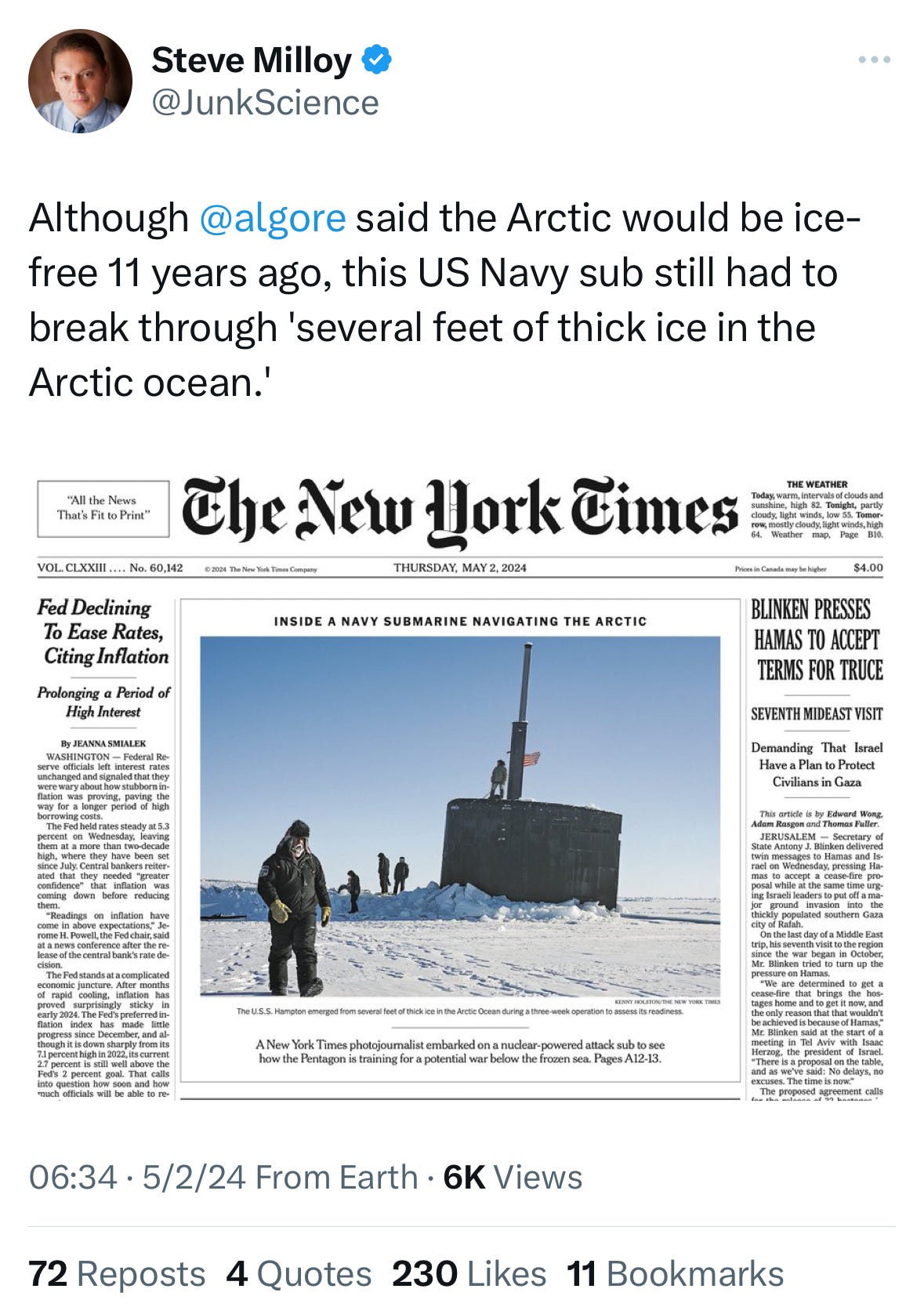 Arctic Ice Freezes Climate Lies