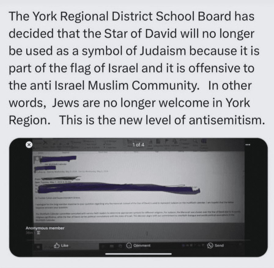 Toronto School Board Bans Jewish Star Because It Offends Muslims