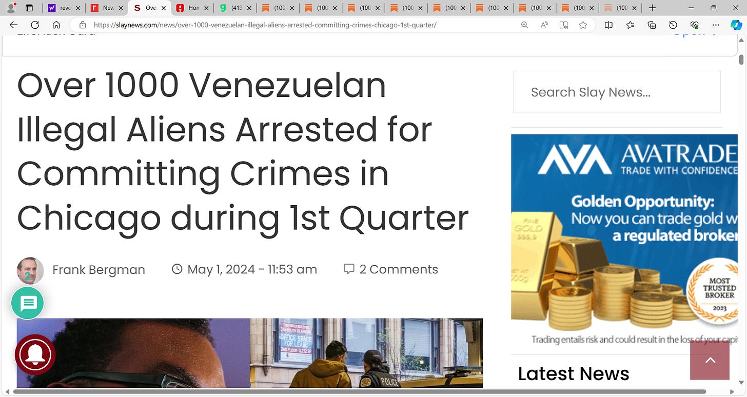 ‘Over 1000 Venezuelan Illegal Aliens Arrested for Committing Crimes in Chicago during 1st Quarter’…The latest crime figures have revealed the devastating impact on Chicago from floods of illegal