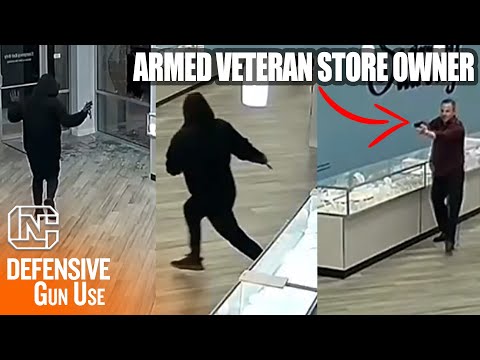 Must See: Armed Veteran Jewelry Store Owner Forces Thief to Leap Through Shattered Window in Omaha