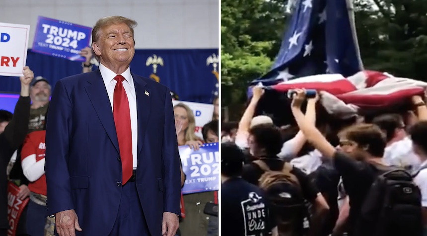 Trump Unveils Stirring Campaign Ad Saluting UNC Frat Brothers’ Flag Protection