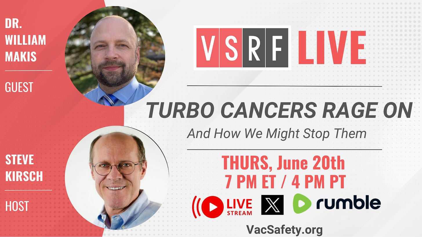 VSRF LIVE Tonight – Dr. William Makis and the Undeniable Rise of Turbo Cancers