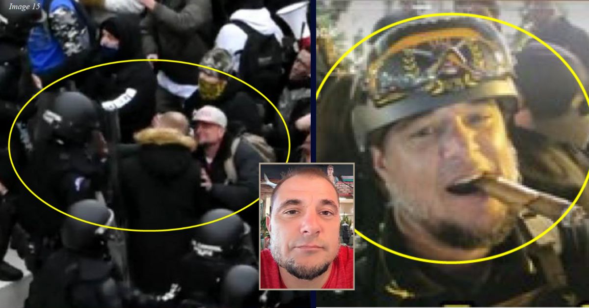 Suspected Proud Boy seen on video shoving a police officer’s riot shield at the Capitol on Jan. 6: Feds