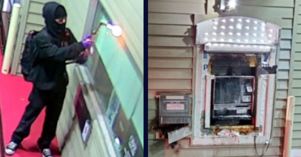 Man armed with welder’s torch, electric saw and pry bar fails to crack open ATM before setting it on fire, causing $198K in damage