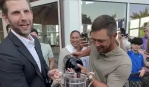 Golf Champion Chugs Wine From U.S. Open Trophy With Eric Trump