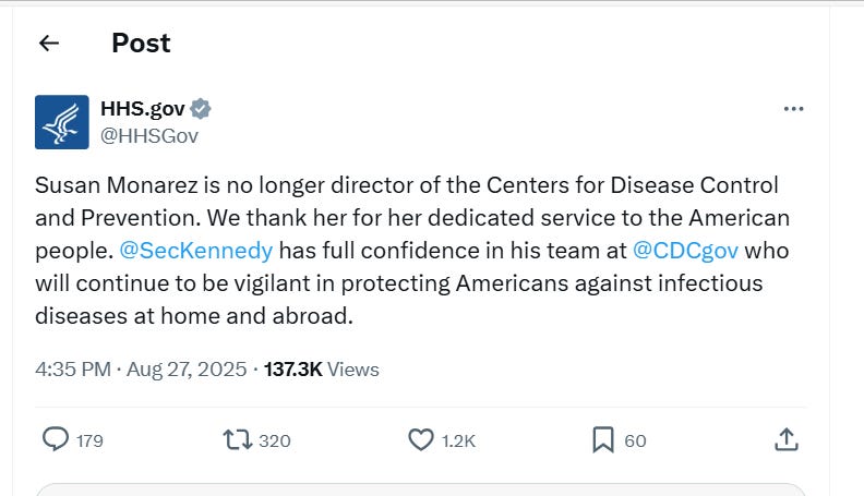 CDC Director Susan Monarez Was Fired
