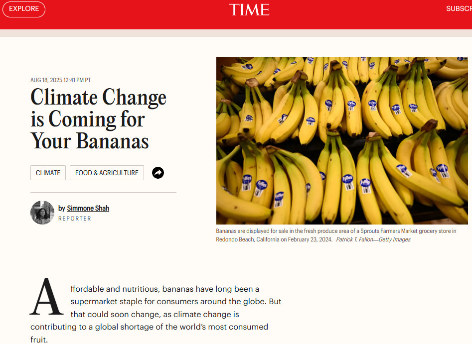 Wrong, TIME Magazine, Climate Change Isn’t Dooming Your Bananas